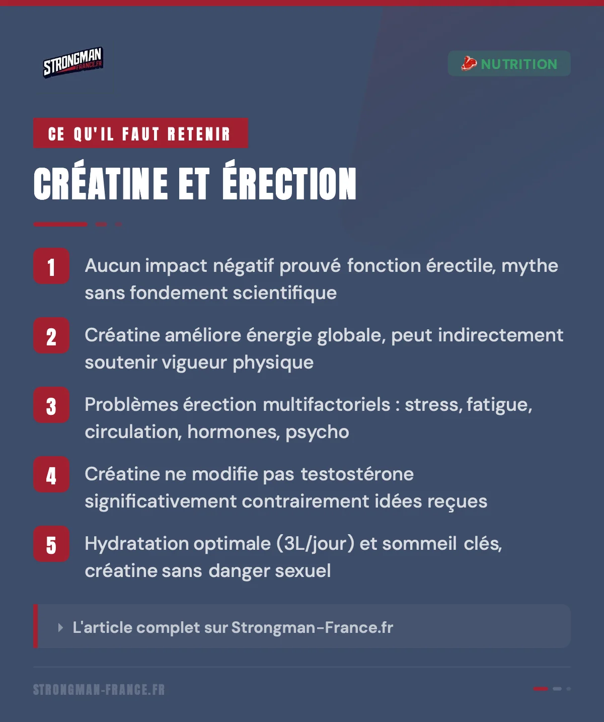 infographie pour comprendre si la creatine a un effet sur la libido et l'erection