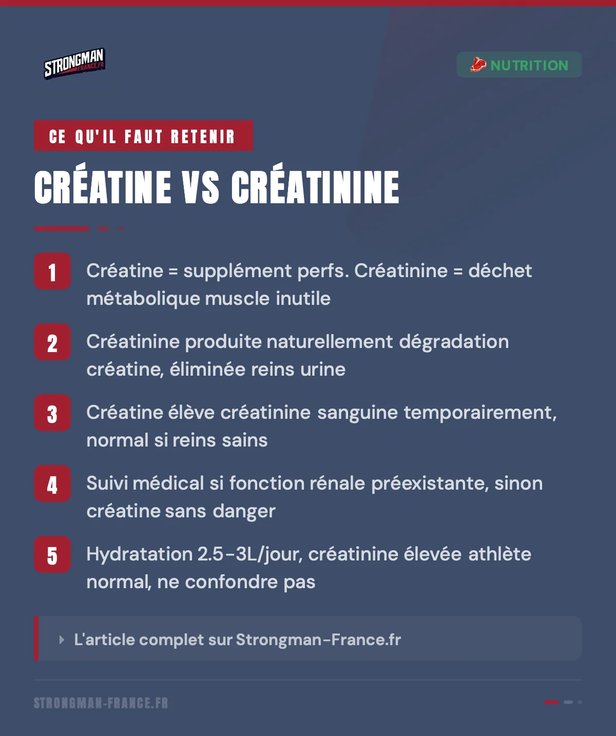 infographie sur la créatine vs créatinine