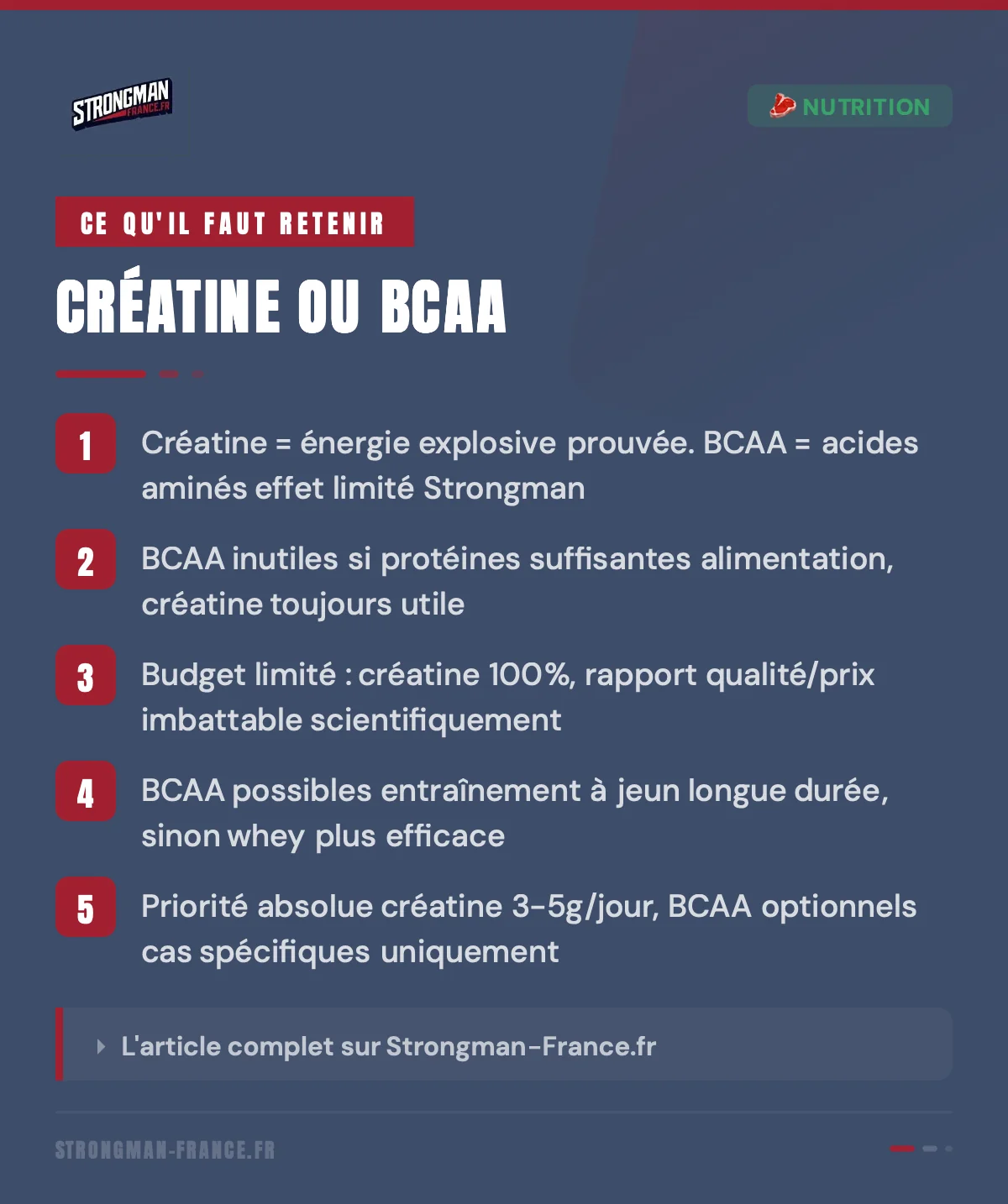 infographie sur la creatine et la bcaa