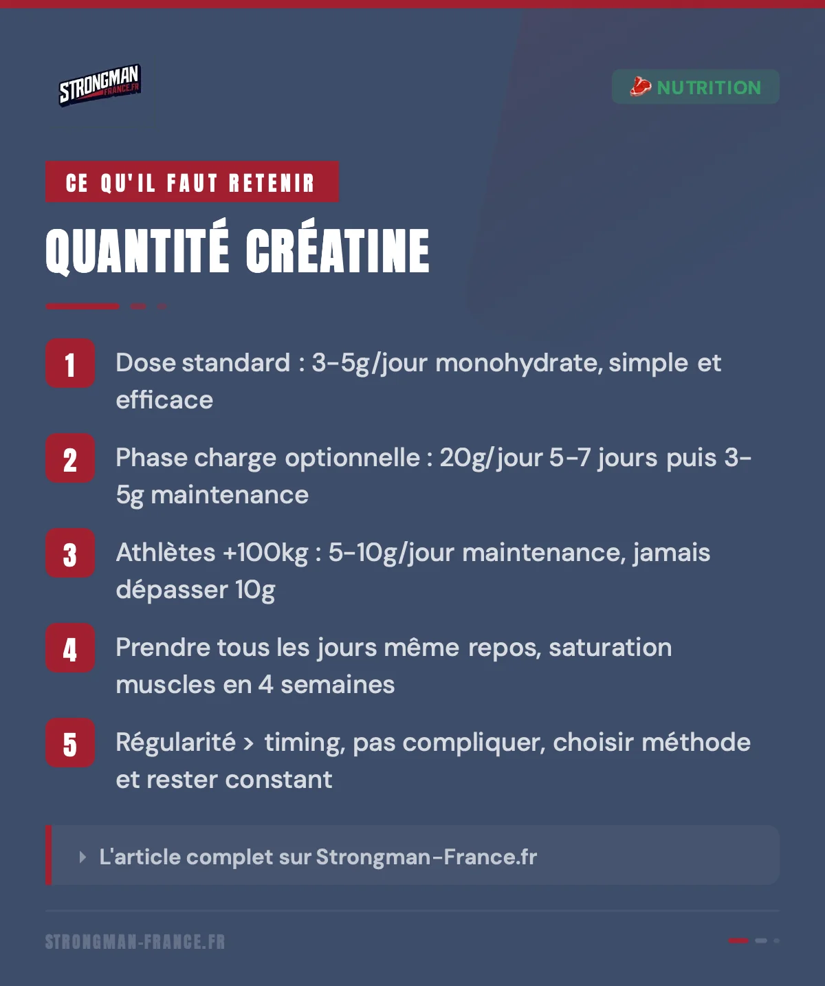 infographie sur la quantite de creatine a prendre