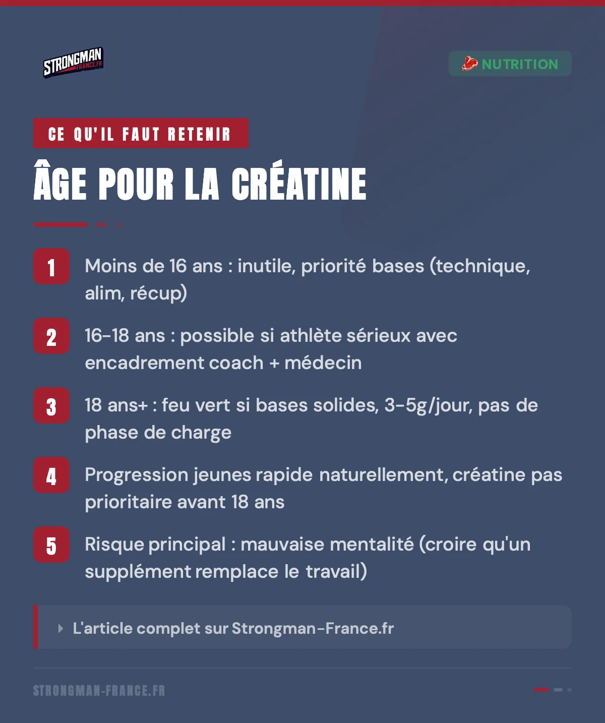 infographie sur l'age pour prendre de la creatine 