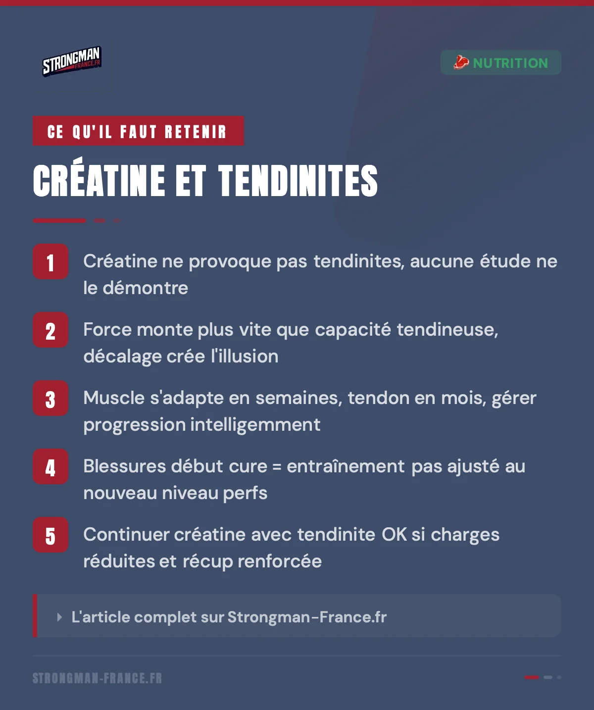 infographie sur la créatine et les tendinites