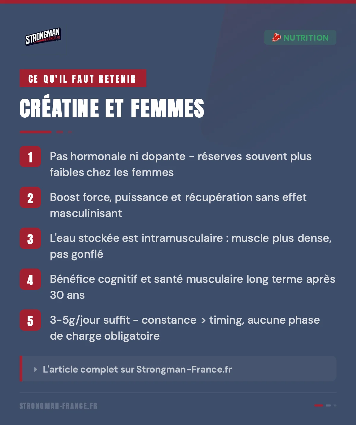 infographie sur la prise de créatine en tant que femme 