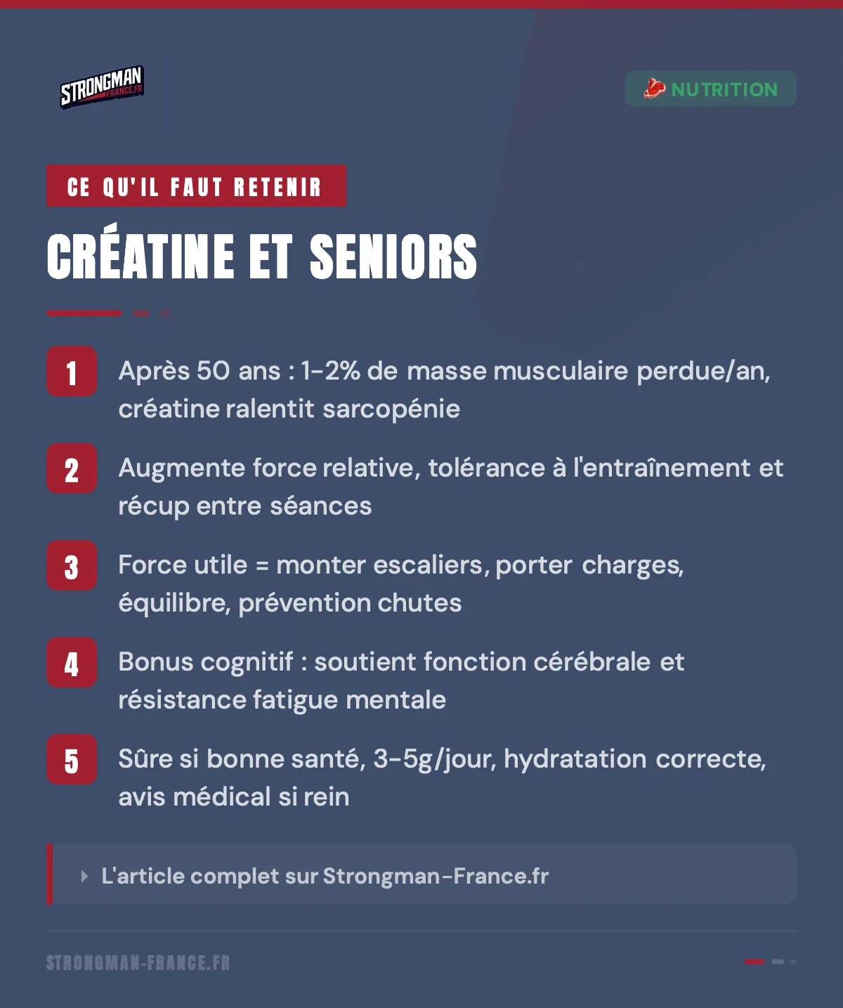 infographie sur la creatine et les personnes agees et les seniors 